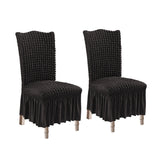 SOGA 2X Black Chair Cover Seat Protector with Ruffle Skirt Stretch Slipcover Wedding Party Home Decor - Cafe Supply