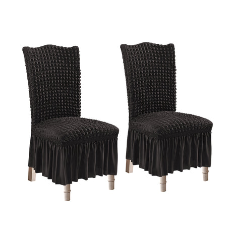 SOGA 2X Black Chair Cover Seat Protector with Ruffle Skirt Stretch Slipcover Wedding Party Home Decor - Cafe Supply