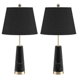 SOGA 2X 68cm Black Marble Bedside Desk Table Lamp Living Room Shade with Cone Shape Base - Cafe Supply