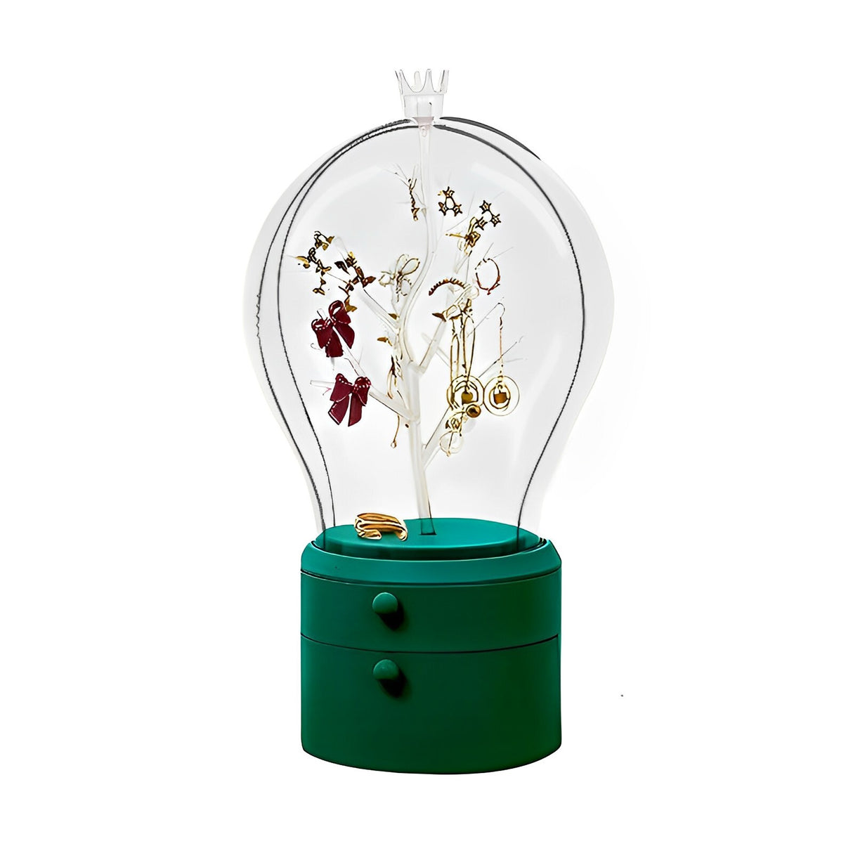 SOGA Green 360 Degree Rotating LED Light 2 Layered Jewelry Storage Box Waterproof Dustproof Accessories Organiser - Cafe Supply