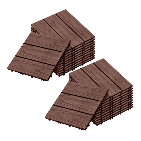 SOGA 2X 11 pcs Dark Chocolate DIY Wooden Composite Decking Tiles Garden Outdoor Backyard Flooring Home Decor - Cafe Supply