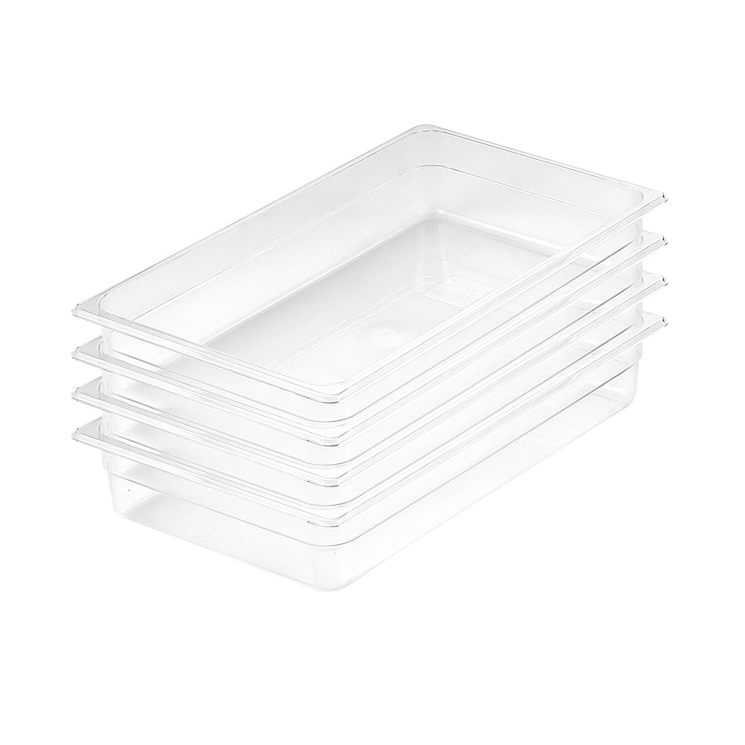 SOGA 100mm Clear Gastronorm GN Pan 1/1 Food Tray Storage Bundle of 4 - Cafe Supply