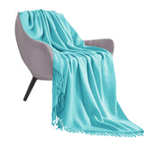 SOGA Teal Acrylic Knitted Throw Blanket Solid Fringed Warm Cozy Woven Cover Couch Bed Sofa Home Decor - Cafe Supply