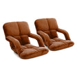 SOGA 2X Foldable Lounge Cushion Adjustable Floor Lazy Recliner Chair with Armrest Coffee - Cafe Supply