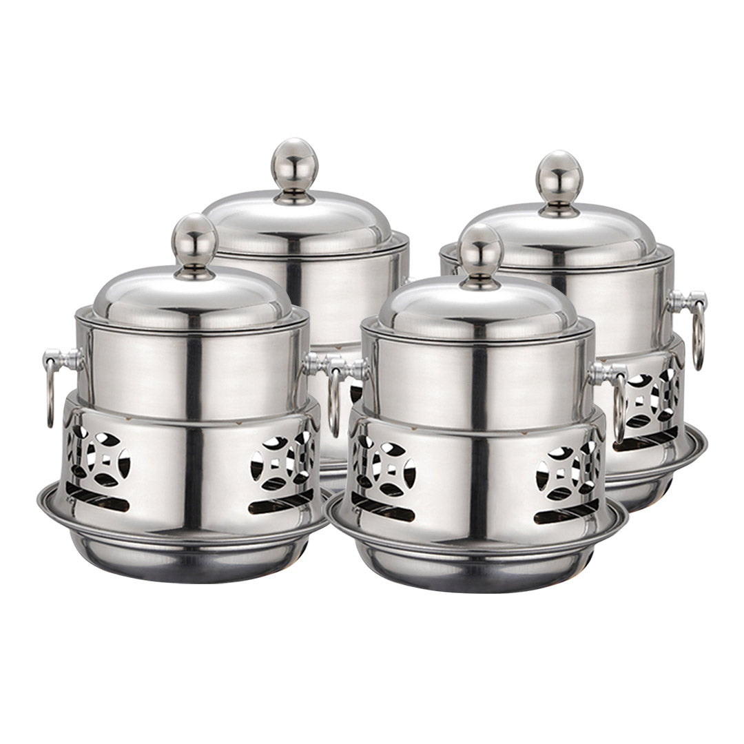 SOGA 4X Stainless Steel Mini Asian Buffet Hot Pot Single Person Shabu Alcohol Stove Burner with Lid - Cafe Supply