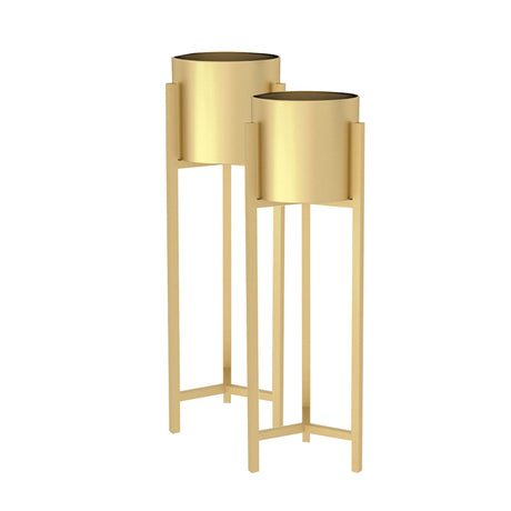 SOGA 2X 75cm Gold Metal Plant Stand with Flower Pot Holder Corner Shelving Rack Indoor Display - Cafe Supply