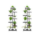 SOGA 2X 7 Tier 8 Pots Black Metal Plant Stand Flowerpot Display Shelf Rack Indoor Home Office Decor - Cafe Supply