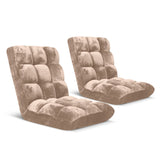 SOGA 2X Floor Recliner Folding Lounge Sofa Futon Couch Folding Chair Cushion Light Apricot - Cafe Supply