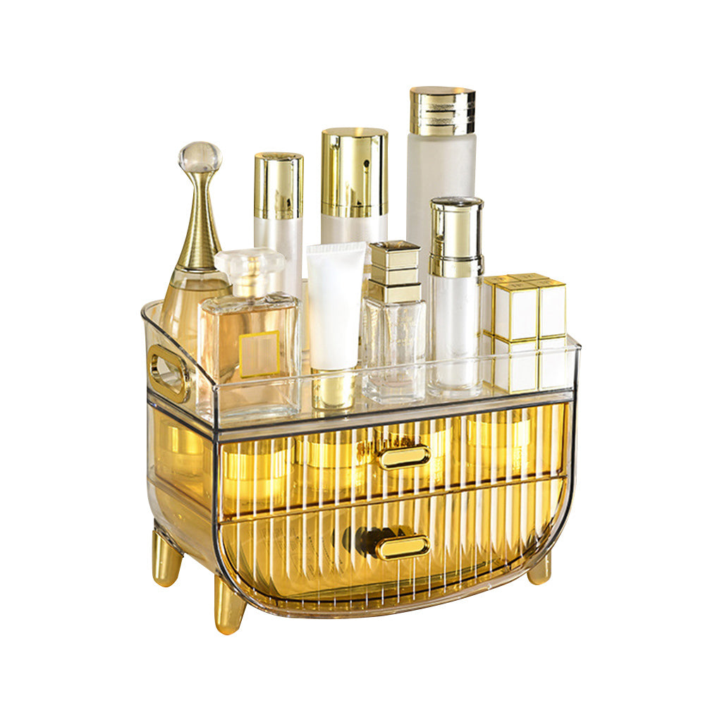 SOGA 3 Tier Golden Yellow Multifunctional Countertop Cosmetic Storage Makeup Skincare Holder Jewelry Cabinet Bathroom Desk Drawer Vanity Organiser - Cafe Supply