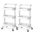 SOGA 2X 3 Tier Steel White Movable Kitchen Cart Multi-Functional Shelves Portable Storage Organizer with Wheels - Cafe Supply