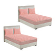 SOGA 2X Pink 183cm Wide Mattress Cover Thick Quilted Fleece Stretchable Clover Design Bed Spread Sheet Protector with Pillow Covers - Cafe Supply