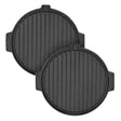 SOGA 2X 30CM Round Cast Iron Korean BBQ Grill Plate with Handles and Drip Lip - Cafe Supply