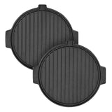 SOGA 2X 30CM Round Cast Iron Korean BBQ Grill Plate with Handles and Drip Lip - Cafe Supply