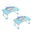 SOGA 2X Blue Portable Bed Table Adjustable Foldable Bed Sofa Study Table Laptop Mini Desk with Notebook Stand Cup Slot Home Decor - Cafe Supply