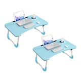 SOGA 2X Blue Portable Bed Table Adjustable Foldable Bed Sofa Study Table Laptop Mini Desk with Notebook Stand Cup Slot Home Decor - Cafe Supply