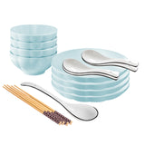 SOGA Light Blue Japanese Style Ceramic Dinnerware Crockery Soup Bowl Plate Server Kitchen Home Decor Set of 8 - Cafe Supply