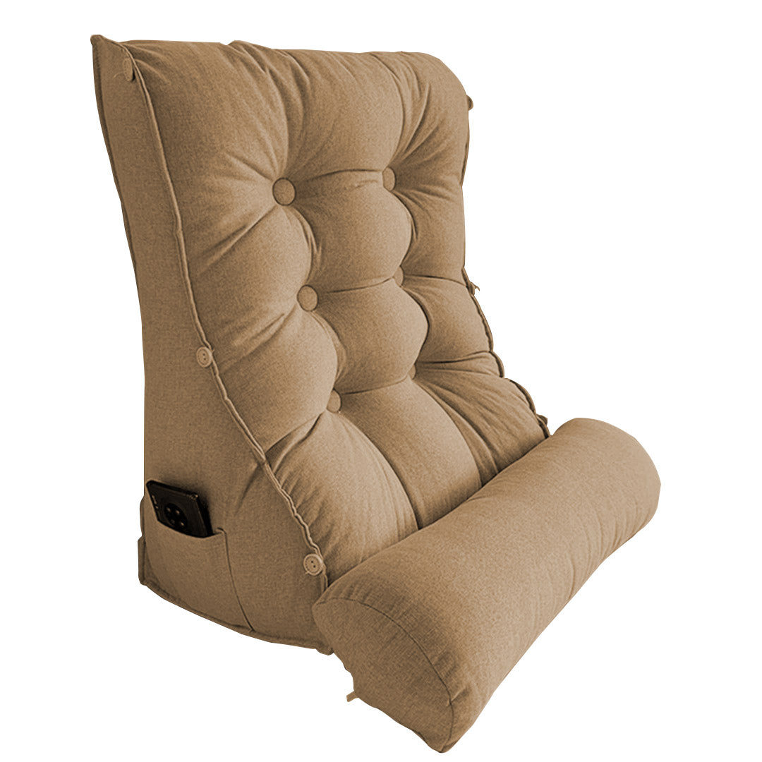 SOGA 45cm Khaki Triangular Wedge Lumbar Pillow Headboard Backrest Sofa Bed Cushion Home Decor - Cafe Supply