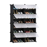 SOGA 8 Tier 2 Column Shoe Rack Organizer Sneaker Footwear Storage Stackable Stand Cabinet Portable Wardrobe with Cover - Cafe Supply