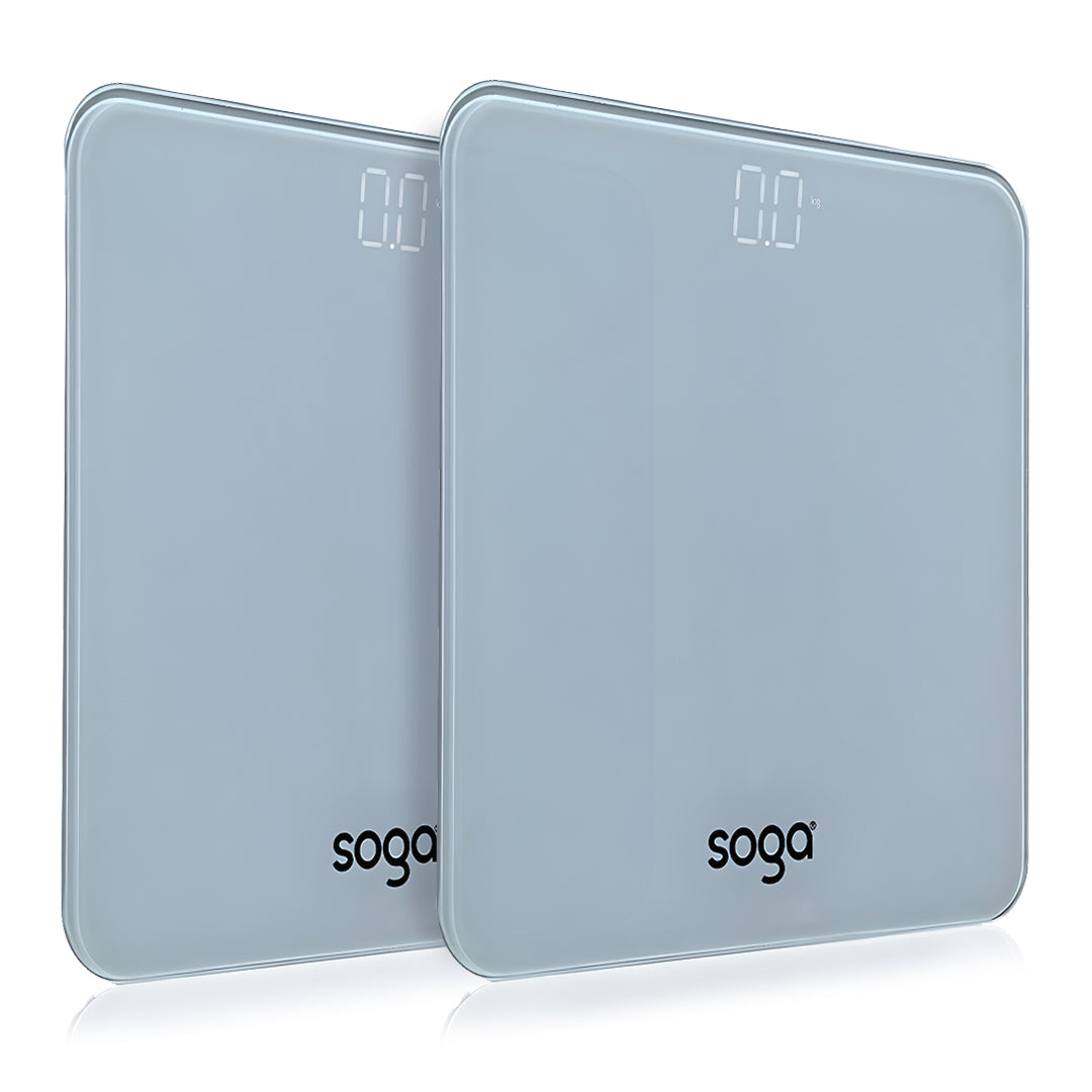 SOGA 2X 180kg Digital Fitness Weight Bathroom Gym Body Glass LCD Electronic Scales White - Cafe Supply