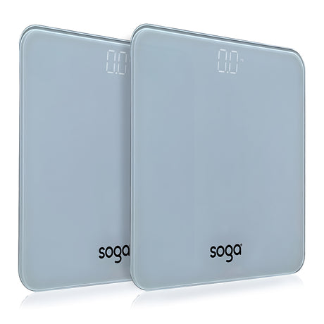 SOGA 2X 180kg Digital Fitness Weight Bathroom Gym Body Glass LCD Electronic Scales White - Cafe Supply