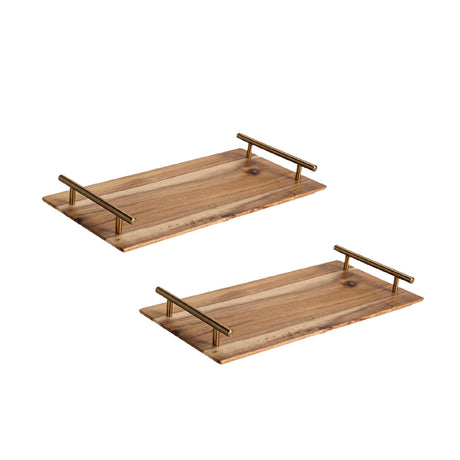 SOGA 2X 39cm Brown  Rectangle Wooden Acacia Food Serving Tray Charcuterie Board Home Decor - Cafe Supply