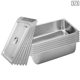 SOGA 6X Gastronorm GN Pan Full Size 1/1 GN Pan 20cm Deep Stainless Steel Tray With Lid - Cafe Supply