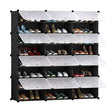 SOGA 8 Tier 3 Column Shoe Rack Organizer Sneaker Footwear Storage Stackable Stand Cabinet Portable Wardrobe with Cover - Cafe Supply