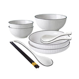 SOGA White Japanese Style Ceramic Dinnerware Crockery Soup Bowl Plate Server Kitchen Home Decor Set of 5 - Cafe Supply
