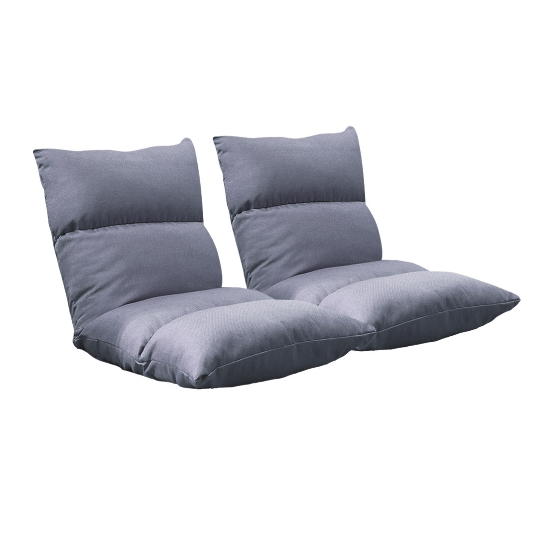 SOGA 2X Lounge Floor Recliner Adjustable Lazy Sofa Bed Folding Game Chair Grey - Cafe Supply