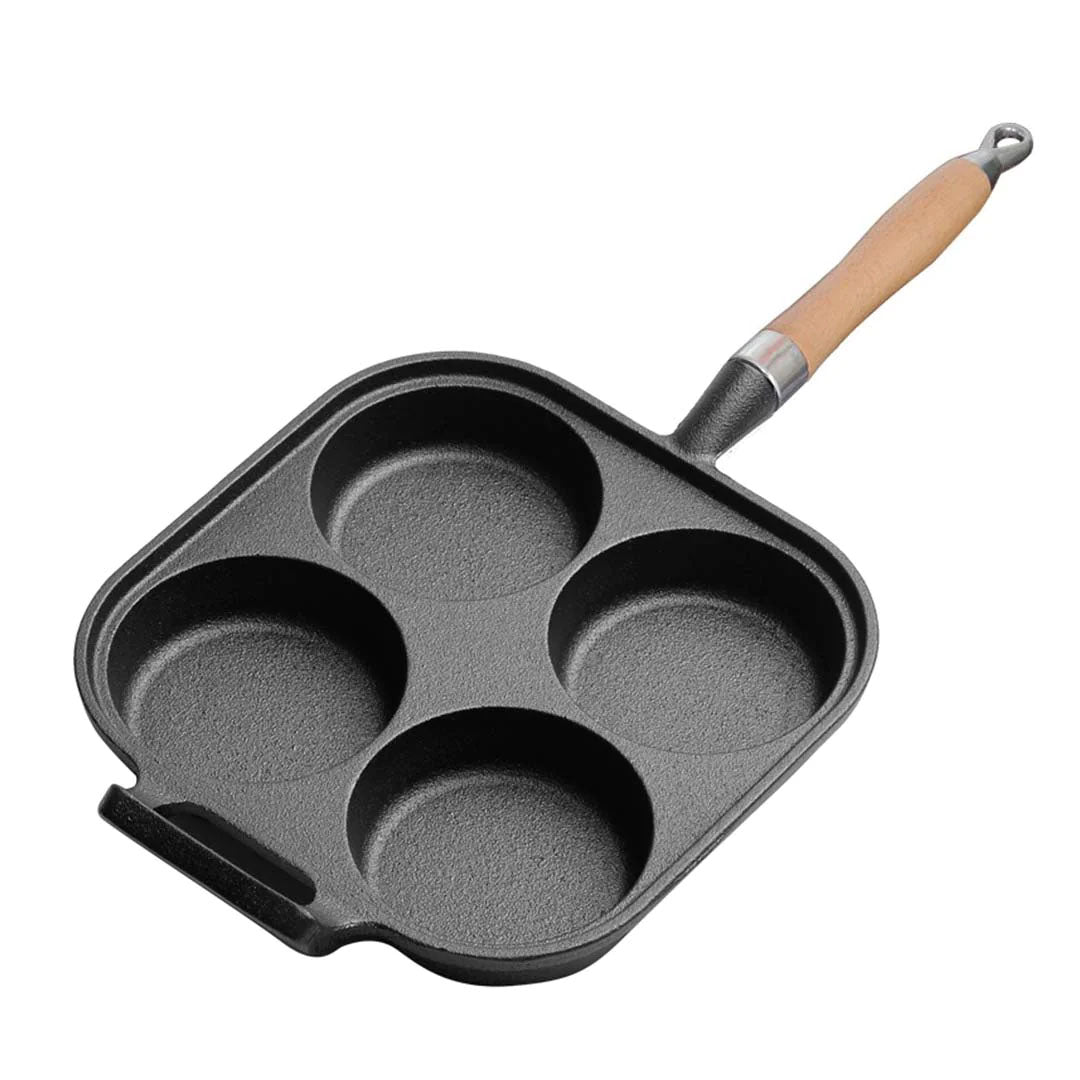 SOGA 4 Mold Cast Iron Breakfast Fried Egg Pancake Omelette Fry Pan - Cafe Supply