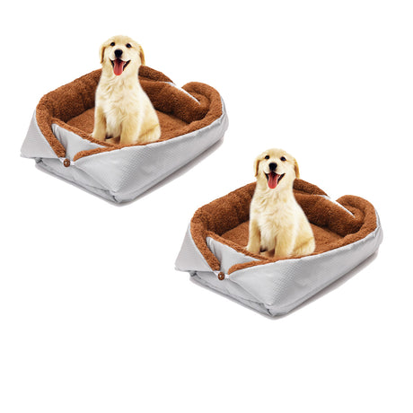SOGA 2X Silver Dual-purpose Cushion Nest Cat Dog Bed Warm Plush Kennel Mat Pet Home Travel Essentials - Cafe Supply