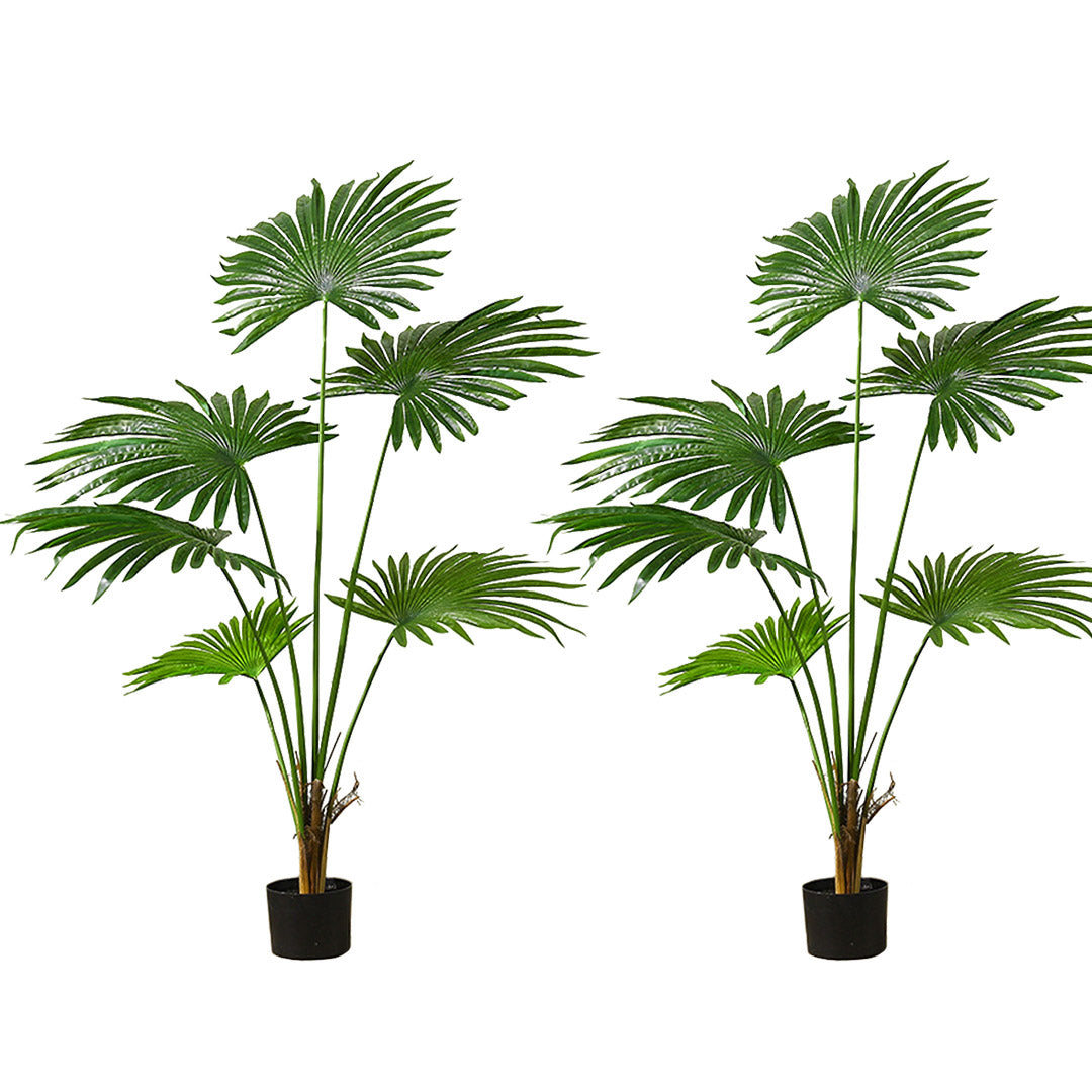 SOGA 2X 120cm Artificial Natural Green Fan Palm Tree Fake Tropical Indoor Plant Home Office Decor - Cafe Supply