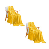 SOGA 2X Yellow Throw Blanket Warm Cozy Striped Pattern Thin Flannel Coverlet Fleece Bed Sofa Comforter - Cafe Supply