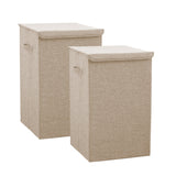 SOGA 2X Beige Large Collapsible Laundry Hamper Storage Box Foldable Canvas Basket Home Organiser Decor - Cafe Supply