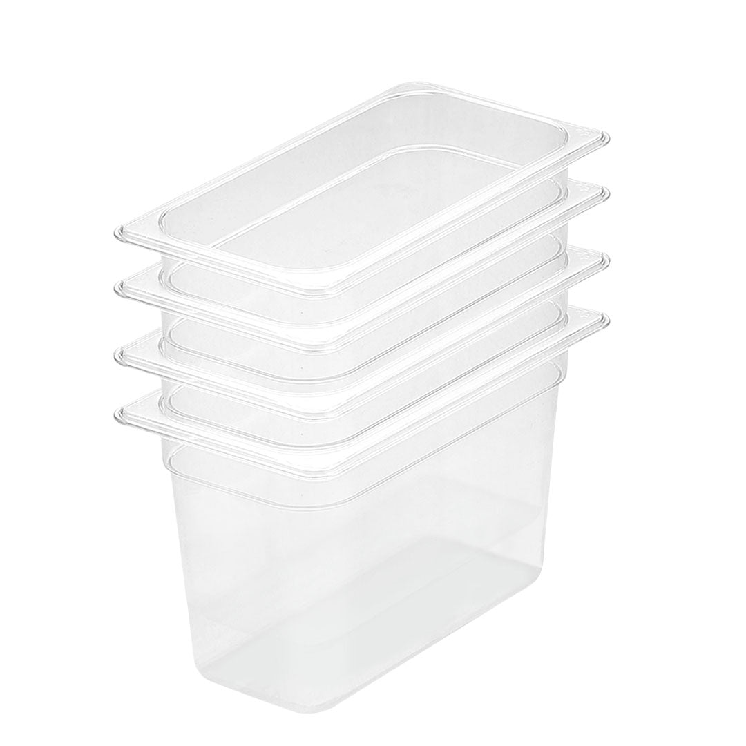 SOGA 200mm Clear Gastronorm GN Pan 1/3 Food Tray Storage Bundle of 4 - Cafe Supply