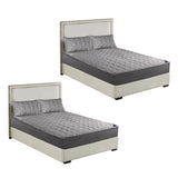 SOGA 2X  Grey 183cm Wide Mattress Cover Thick Quilted Stretchable Bed Spread Sheet Protector with Pillow Covers - Cafe Supply