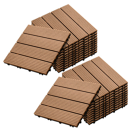 SOGA 2X 11 pcs Coffee DIY Wooden Composite Decking Tiles Garden Outdoor Backyard Flooring Home Decor - Cafe Supply