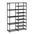 SOGA 16-Shelf Tier Shoe Storage Shelf Space-Saving Caddy Rack Organiser with Side Hooks Black - Cafe Supply