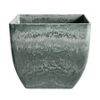SOGA 27cm Green Grey Square Resin Plant Flower Pot in Cement Pattern Planter Cachepot for Indoor Home Office - Cafe Supply