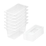SOGA 150mm Clear Gastronorm GN Pan 1/3 Food Tray Storage Bundle of 6 with Lid - Cafe Supply