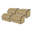 SOGA 4X Leather Car Boot Collapsible Foldable Trunk Cargo Organizer Portable Storage Box Beige/Gold Stitch Medium - Cafe Supply