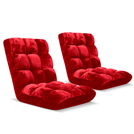 SOGA 2X Floor Recliner Folding Lounge Sofa Futon Couch Folding Chair Cushion Red - Cafe Supply