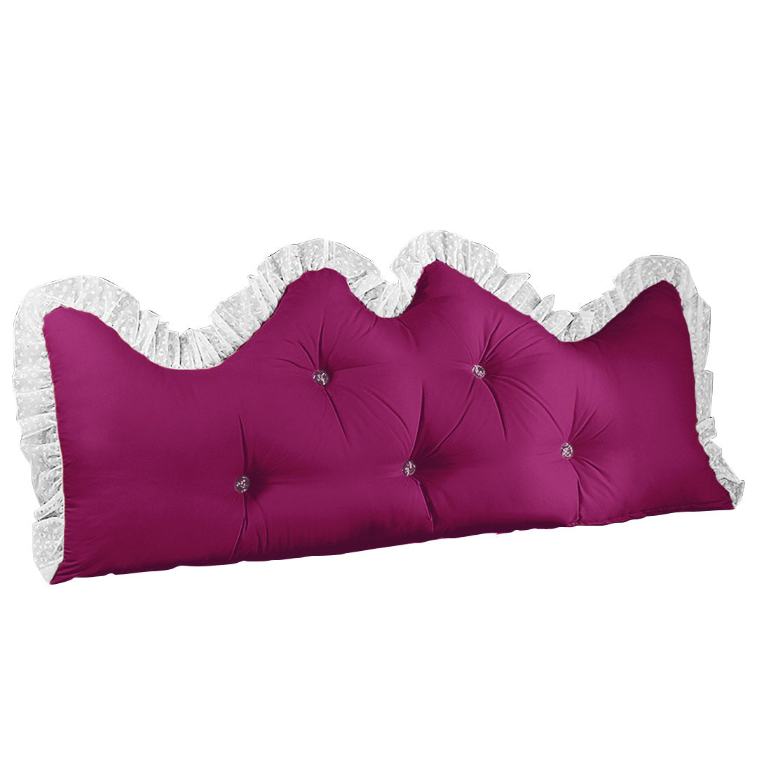 SOGA 180cm Burgundy Princess Bed Pillow Headboard Backrest Bedside Tatami Sofa Cushion with Ruffle Lace Home Decor - Cafe Supply