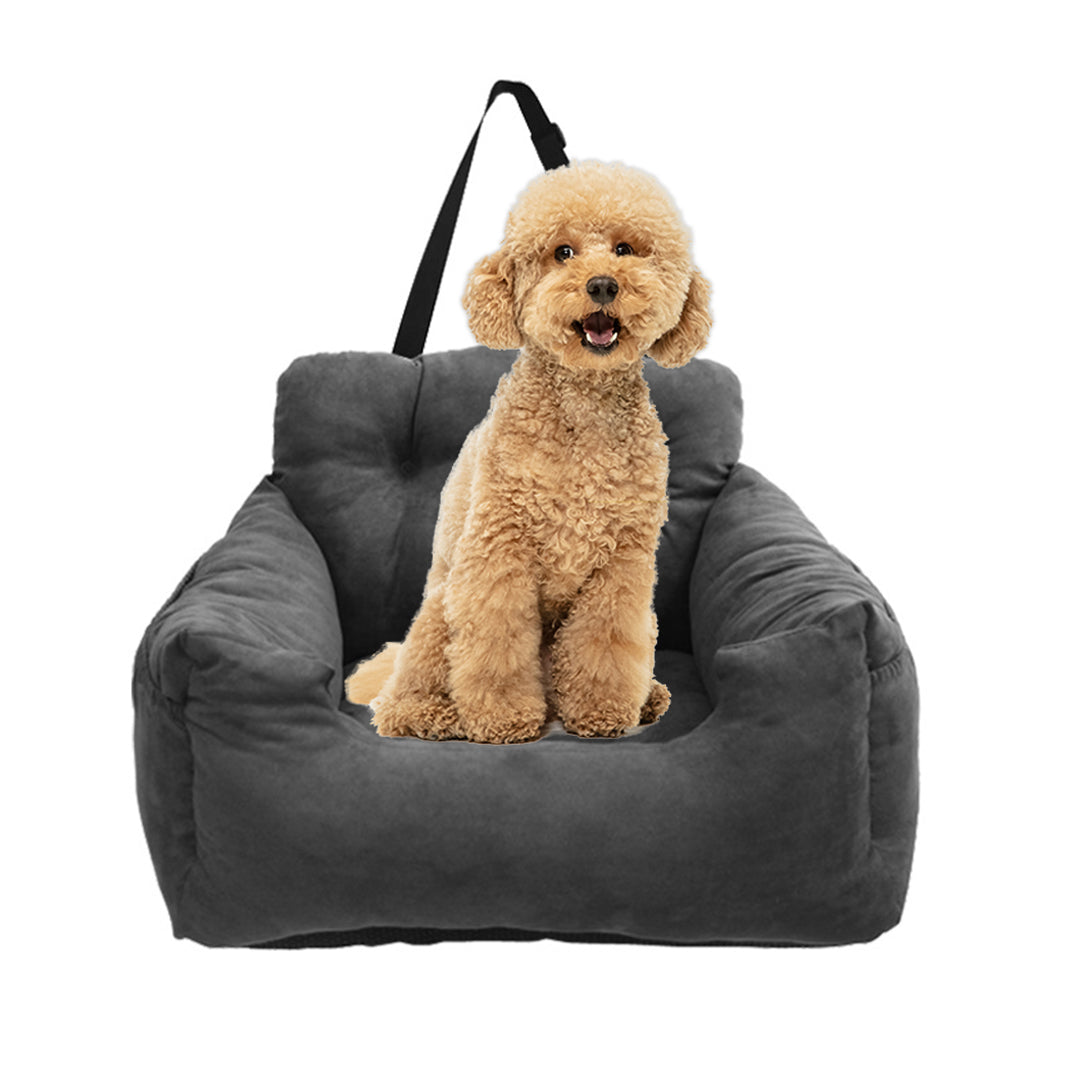 SOGA Grey Pet Car Seat Sofa Safety Soft Padded Portable Travel Carrier Bed - Cafe Supply