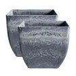 SOGA 2X 27cm Weathered Grey Square Resin Plant Flower Pot in Cement Pattern Planter Cachepot for Indoor Home Office - Cafe Supply