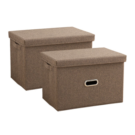 SOGA 2X Coffee Small Foldable Canvas Storage Box Cube Clothes Basket Organiser Home Decorative Box - Cafe Supply