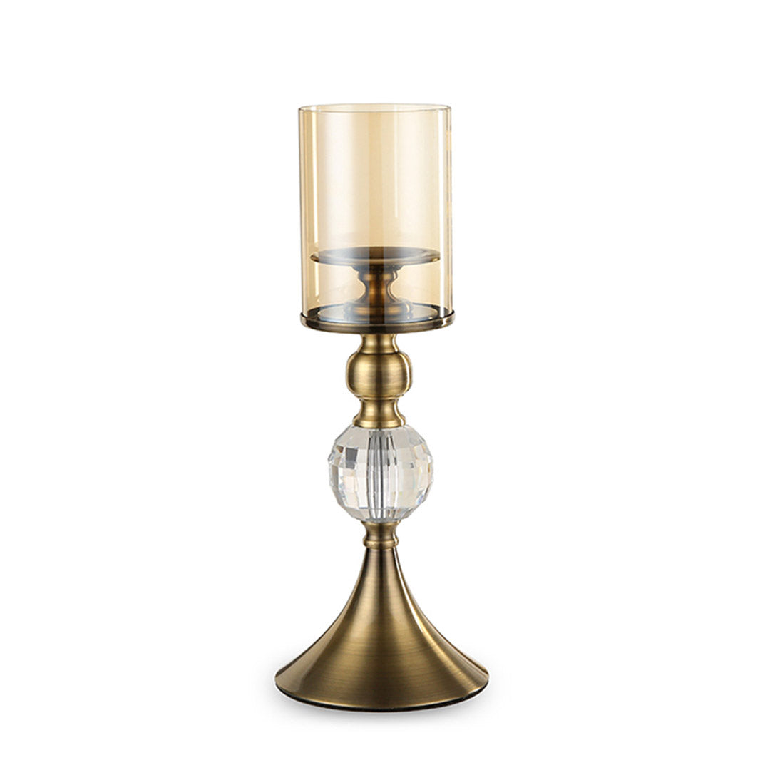 SOGA 38cm Glass Candle Holder Candle Stand Glass/Metal - Cafe Supply