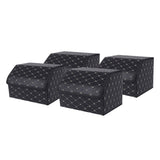SOGA 4X Leather Car Boot Collapsible Foldable Trunk Cargo Organizer Portable Storage Box Black/Gold Stitch Medium - Cafe Supply
