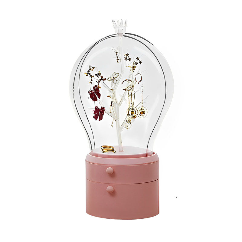 SOGA Pink 360 Degree Rotating LED Light 2 Layered Jewelry Storage Box Waterproof Dustproof Accessories Organiser - Cafe Supply