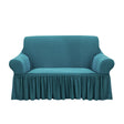 SOGA 2-Seater Blue Sofa Cover with Ruffled Skirt Couch Protector High Stretch Lounge Slipcover Home Decor - Cafe Supply